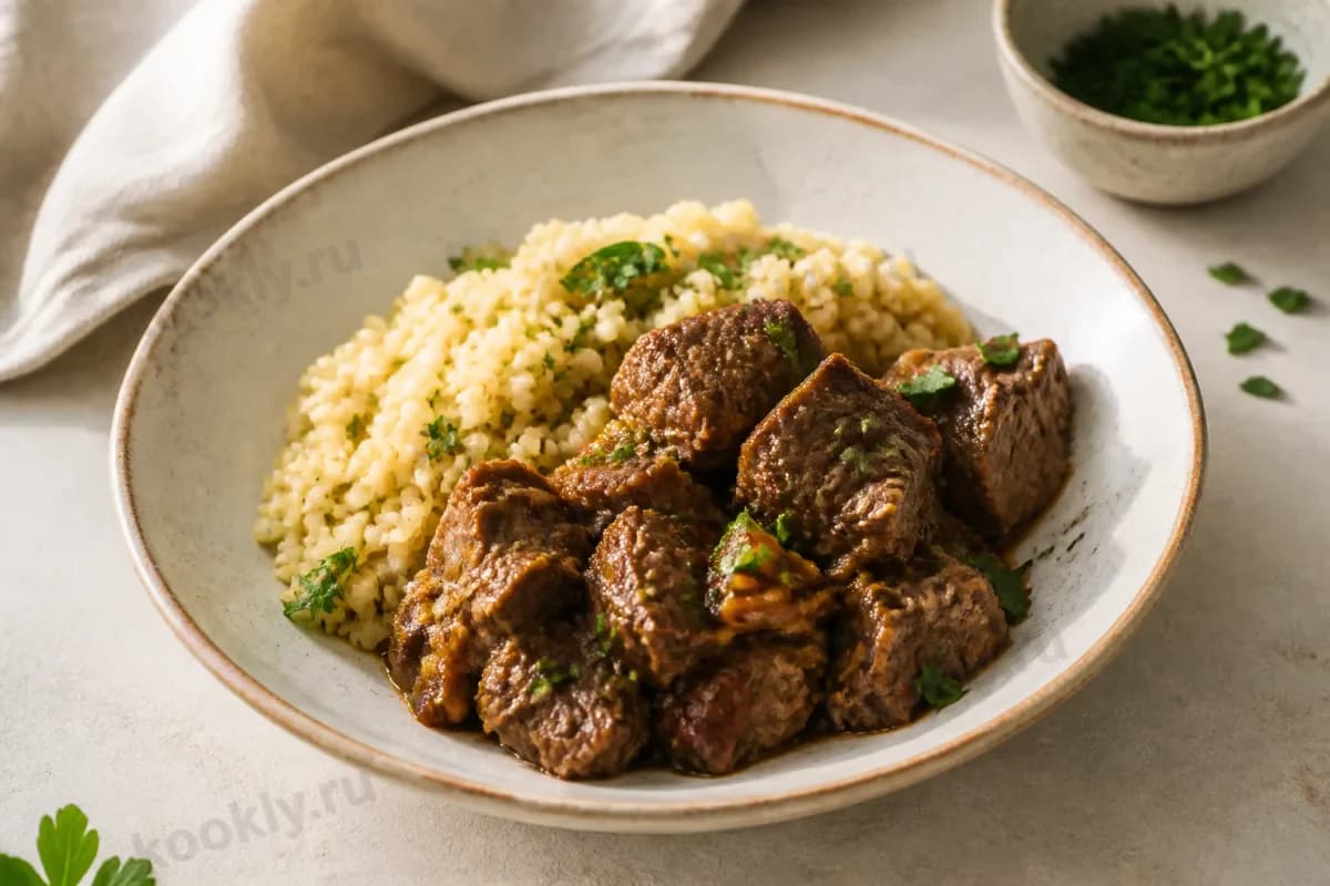 Говядина с булгуром и овощами